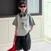 Loja de Algodão Camiseta Infantil Meninos Verão Manga Curta Estilo Coreano 2026 Novo Desenho Animado Manga Raglan Versátil Top Infantil