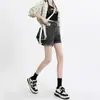 Shorts de Mezclilla de Cintura Alta para Mujer Verano 2025 Nuevos Chica Caliente Sueltos Pierna Ancha Petite Línea A Pantalones Cortos Calientes
