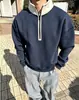 Sudadera de cuello alto con media cremallera y bloques de color estilo americano, marca de moda de otoño, resistente, corte holgado, casual, versátil, con un diseño único