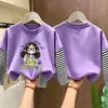 Camiseta de manga larga a rayas para niña, nueva y elegante camiseta básica infantil para primavera y otoño 2026, top de algodón puro para niña pequeña, estilo ins