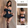Lencería sexy juego de rol linda mujer policía envuelto pecho puro deseo mono seductor falda corta traje de azafata 2032