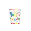 Taza de Papel y Plato de Papel de Globo Colorido de Feliz Cumpleaños Transfronterizo Juego de Suministros de Fiesta de Cumpleaños Desechables Europeos y Americanos