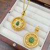 Mismo Estilo que la Joyería Dorada, Calabaza Filigrana de Puntos Dorados Antiguos con Diamante Hebilla de Paz Colgante, Colgante de Oro y Jade Giratorio Mantang Fulu