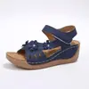 Sandalias Romanas Retro de Cuña con Tira Cruzada Tallas Grandes para Mujer 2026 Verano Huecas de Suela Gruesa de Una Tira Sandalias de Playa para Mujer