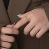 Anillo abierto personalizado con cuentas redondas asimétricas geométricas, plata de ley S925, con cuentas brillantes, combina con todo, joyería al por mayor