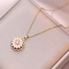 Collar para Mujer Estilo Japonés y Coreano Transfronterizo Giratorio Flor Rosa Collar Nicho Ins Set de Pulseras Cadena para Clavícula de Acero de Titanio