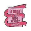 Broche Tema Livro Literário Transfronteiriço Broche Metálico Criativo Formato Página de Livro Pinos para Mochila Acessórios de Nicho para Roupas