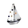 Decoração de Barco de Concha Estilo Mediterrâneo Modelo de Veleiro de Madeira Artesanato Barco Pequena Decoração Criativa Presente de Aniversário