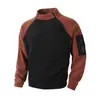 Moletom Masculino Novo de Venda Quente Transfronteiriço para Outono e Inverno, Gola com Zíper Duplo Moderna e Fashion, Blusa Masculina Color-Blocking, Roupa Casual