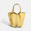 Bolso de Mano para Mujer Piel de Vaca de Primera Capa Cesta de Verduras 2025 Popular Bolso Cubo Pequeño Bolso de Mano Bolso de Mano de Gran Capacidad