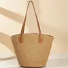 Bolso Tejido de Rafia Estilo Vacaciones Coreanas para Mujer Bolso Tote de Gran Capacidad Estilo Vacaciones de Verano Bolso de Hombro de Celebridad de Internet