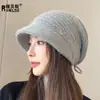 Gorro de Tricô para Mulheres, Cor Sólida Outono e Inverno, Gorro Slouchy, Novo Gorro Quente Pulôver, Gorro de Lã Branco para Proteger as Orelhas ao Ar Livre
