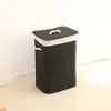 Novo Balde de Armazenamento Simples Dobrável com Tampa Cesta de Armazenamento Grande Tecida em Bambu Estilo Japonês Caixa de Armazenamento Dobrável para Roupas Sujas