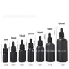 Frasco de Óleo Essencial Preto Brilhante com Conta-gotas de Borracha, Frasco de Óleo Essencial de Vidro com Tampa de Rosca Selada, Frasco de Óleo Essencial Cosmético, Sérum Base, Líquido Essencial