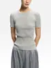 E*PedidoEstilo minimalista ajuste ceñido que realza la figura color liso tejido texturizado camiseta de verano transpirable
