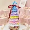 Árbol de Navidad de Palo Retorcible Producto Terminado con Estrella Gradiente Macaron en la Punta y Diseño de Cinta, Regalo de Cumpleaños y Navidad para Niñas