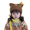 Chapéu de Lã Infantil Fofo do Gato Kt com Proteção para Orelhas Tricotado Lã Outono Inverno Forrado com Fleece Espessado Quente Chapéu de Bebê