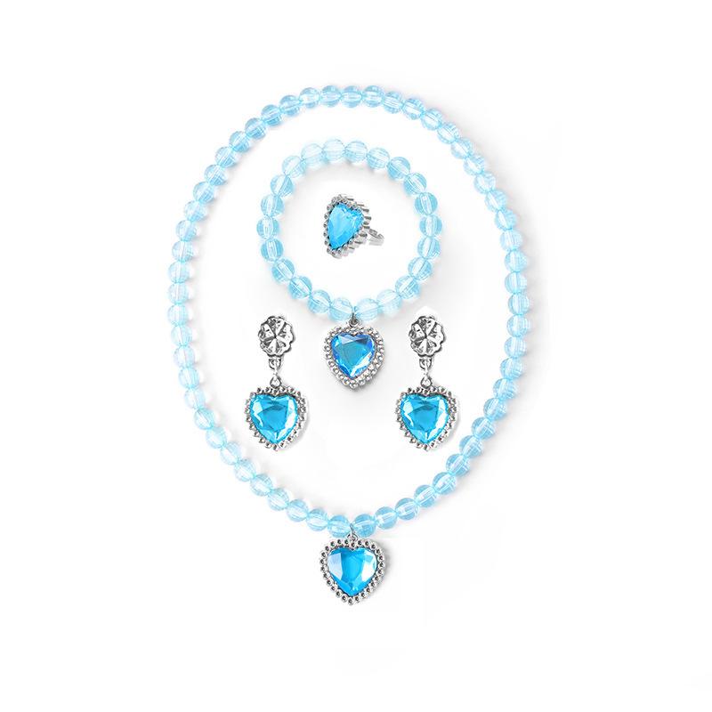 蓝色爱心项链套装