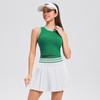 Novo Conjunto de Tênis de Verão Feminino Gola Careca Regata com Bojo Fixo Plus Saia de Tênis Plissada Combinando Cores de Cintura Alta