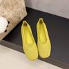 Venta directa de fábrica de zapatos Doudou para mujer, punta cuadrada, verano 2025, nuevos zapatos planos sin cordones de malla tejida transpirable con boca baja.