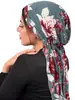 Chapéu Turbante de Algodão Estampado Curvo Estilo Europeu e Americano da Moda com Duas Caudas, Chapéu Turbante Versátil