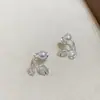 Brincos de Tulipa de Pérola Elegantes e de Luxo, Modernos Design Francês para Senhoras, Brincos de Cristal Elegantes e Doces, Brincos