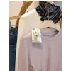Esquentando~Super macia e elástica! Camiseta Base Feminina Outono Inverno Acetato Lã Liocel Malha Fina Escovada Gola Redonda Manga Longa