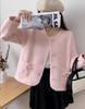 Cárdigan de Cuello Redondo Estilo Tweed Chaqueta de Terciopelo de Visón Imitación para Mujer 2025 Otoño e Invierno Nuevo Estilo Top Dulce de Alta Gama que Reduce la Edad