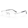 Gafas de alta gama sin montura para hombre, montura de titanio puro z6035, montura de titanio ultraligera, montura de gafas de vestir, cara cuadrada y redonda, gafas graduadas