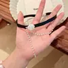 Gargantilha Pérola Rosa Gola Preta Corrente Clavícula Moda Corrente de Pescoço de Alto Padrão Alça de Pescoço Colar de Pescoço Acessórios para Mulheres