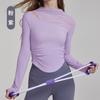 Ropa de Yoga Top Sentido de Alta Gama Costuras de Malla Hueca Camiseta de Manga Larga para Exterior Cómoda Transpirable Ropa Deportiva de Fitness para Mujer