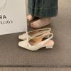Sandálias Fechadas com Laço Estilo Fada Coreana para Mulheres, Novas Sapatos Slingback com Salto Baixo Robusto Estilo Francês Verão 2026