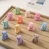 Dibujo Animado Estilo Japonés Lindo Grande Perforado 3D Oso Arcoíris Resina Terciopelo DIY Hecho a Mano Adorno de Coche Accesorio