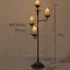 Adornos de Candelabro Retro de Hierro Fundido Hechos a Mano, Lámparas de Aceite de Hierro Antiguo, Candelabros Decorativos para Sala de Té Zen, Lámparas de Piso Estilo Wabi-Sabi