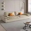 Sofá de tres plazas de estilo italiano de lujo ligero para apartamento pequeño, sala de estar, moderno, simple, doble capa, tejido tecnológico, vela, fila recta