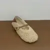 Sapatos Peludos Macios e Fofos 2025 Novos Doce Chique Lã de Cordeiro Boca Rasa Forrados com Lã Sapatos de Gorro de Linha Única