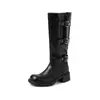 Botas Ultra Longas até o Joelho Femininas Plus Size, Novas Botas de Equitação de Salto Alto com Fivela de Tira Ajustável, Botas Longas de Couro Costurado