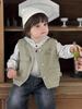 Conjunto de Chaleco de Trabajo para Niños, Nuevo Estilo Otoño, Sudadera de Dibujos Animados para Niños Pequeños, Conjunto de Tres Piezas con Chaleco y Pantalones Largos para Bebé Niño, Clase A
