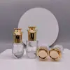 Botella Gotero de Vidrio Transparente Botella Dispensadora de Aceite Esencial Botella Vacía para Sérum con Estampado Dorado y Proceso de Electrochapado 15ml 30ml