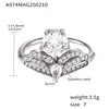 Xinyixin anillo de acero inoxidable color rosa huevo de paloma con corona de diamantes grandes apertura lateral ajustable anillo completo de diamantes para mujer no se decolora