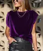 2026 Nova Primavera e Verão Europeu e Americano Amazon Wish Moda Casual de Veludo Coreano Tops Camisetas para Mulheres