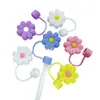 Chapéu de palha com flor colorida tampa de palha para poeira acessórios de decoração diy manga de palha plug de poeira PVC transfronteiriço