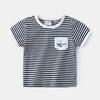 Camiseta informal de manga corta a rayas para niño, ropa de verano para niños, camiseta de media manga para bebé, top cómodo con bloques de color para niños pequeños y medianos