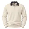 Sudadera Pulóver de Manga Larga para Hombre 2026 Otoño/Invierno Casual Moderna con Bloques de Color Estilo Costa Oeste y Cuello Polo para Hombre