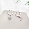 Pendientes de plata s925 al por mayor para mujer, con diseño de estrella de seis puntas, luna y diamantes, estilo coreano, pendientes distintivos, pendientes creativos de moda con estrellas.