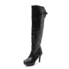 Botas largas de mujer para otoño e invierno, de importación, con punta redonda, plataforma impermeable, cremallera lateral, tacón de aguja, plataforma impermeable roja, tacón alto, botas estilo Martin de comercio exterior, color rojo