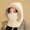 Acessório de aquecimento para veículo elétrico de ciclismo de inverno, balaclava à prova de vento e aquecedor de pescoço integrados, chapéu com proteção para as orelhas feminino, chapéu de algodão espesso