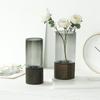 Jarrón de cristal de estilo chino, nuevo, con flores secas, adornos de madera, para sala de estar, escritorio, decoración de habitación.