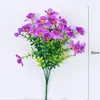Buquê de Flores Amor-Perfeito Simuladas, Decoração de Flores de Plástico, Decoração de Casamento e Casa, Arranjo Floral de Plantas Verdes Simuladas