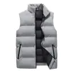 Colete Masculino de Inverno com Gola Alta Tendência Colete sem Mangas Cor Sólida Roupa Externa Espessa Masculina Jaqueta de Algodão Quente sem Mangas